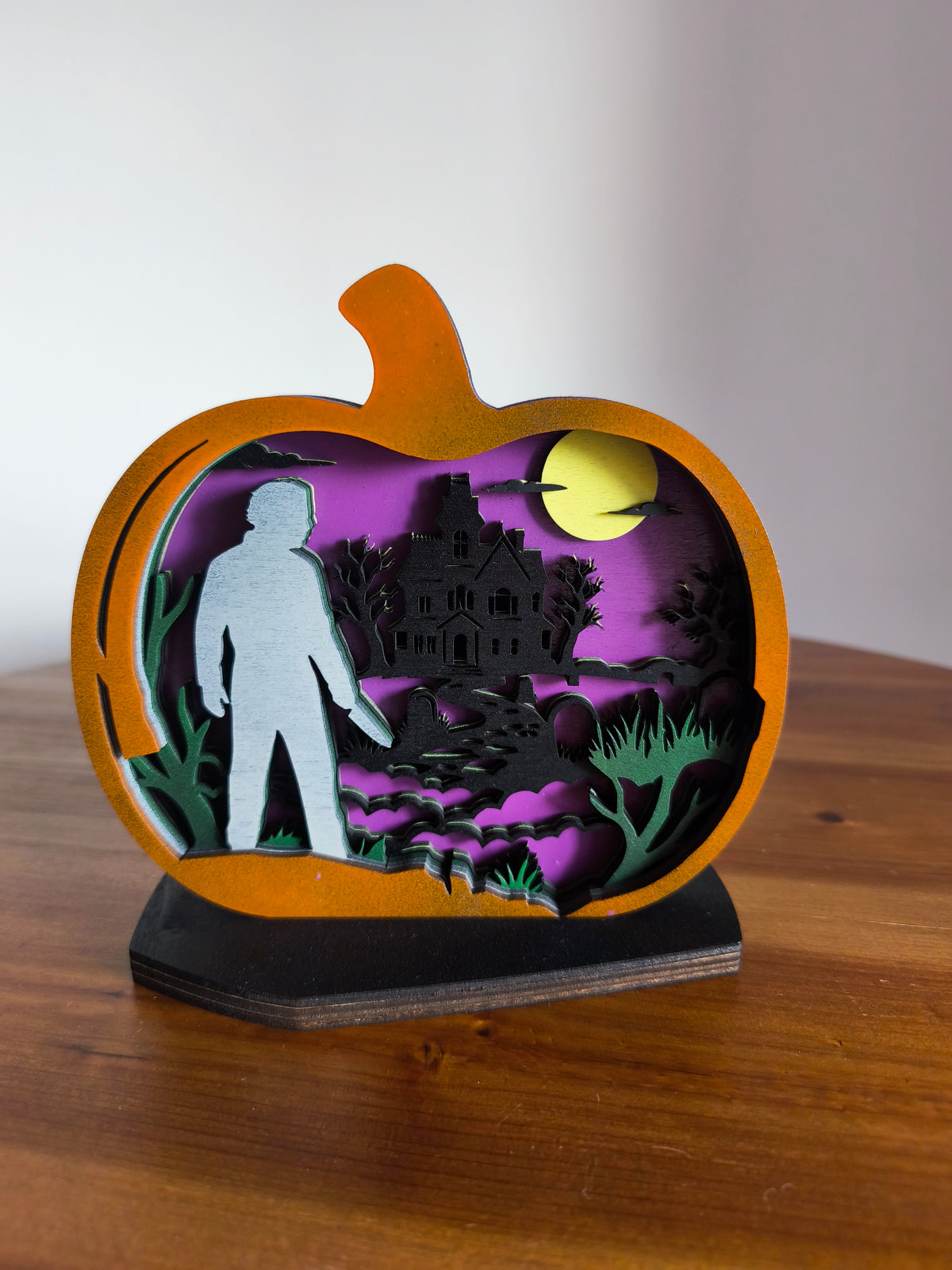 Citrouille Lumineuse Halloween — Diorama en bois découpé au laser