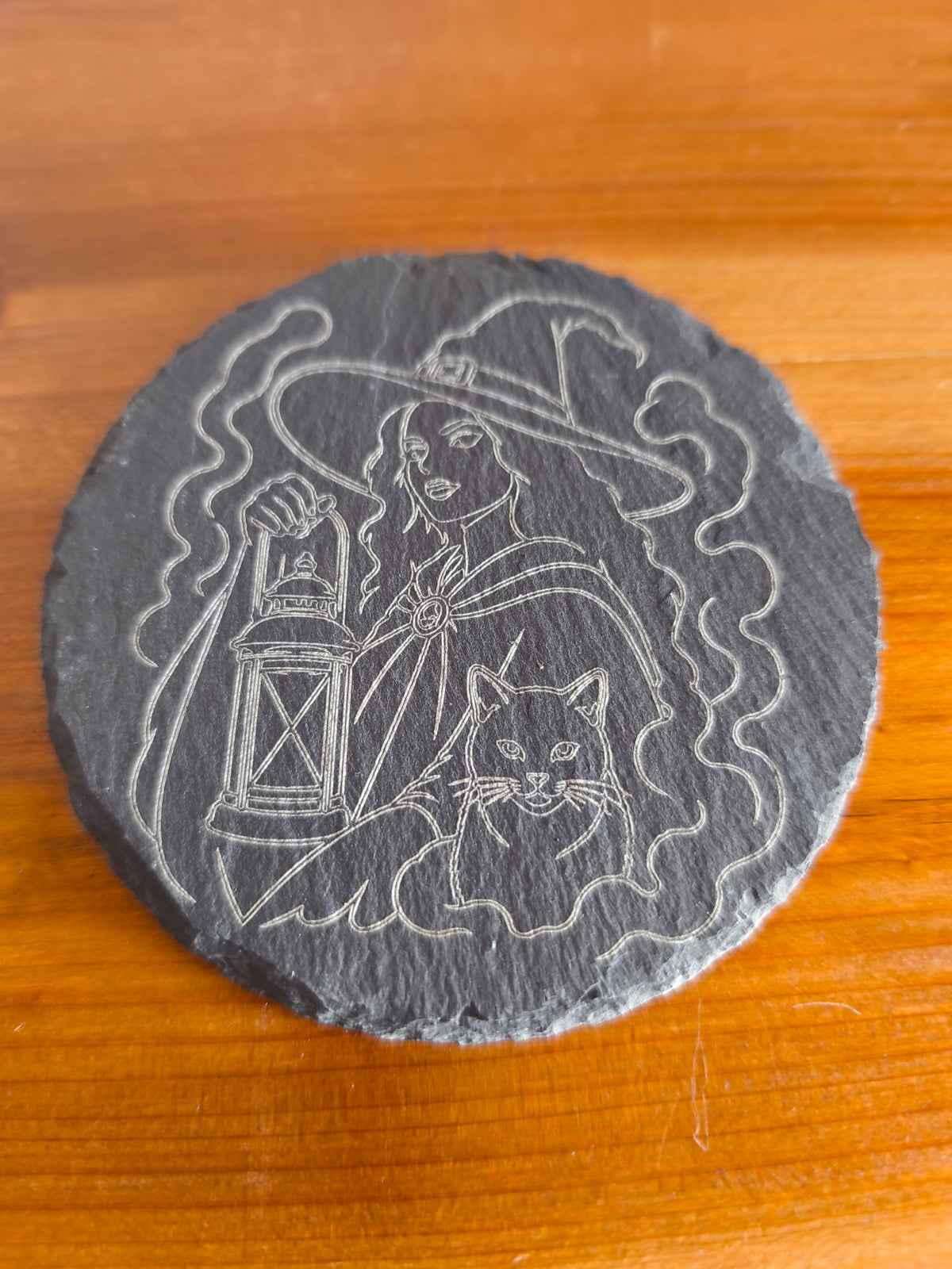Dessous de Verre Halloween — Lot de 6 ardoise gravé au laser